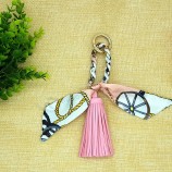 moda 9 colores borla de cuero de seda llaveros lindos llavero mujeres bolso bolso encantos accesorios colgantes llavero joyería llaveros