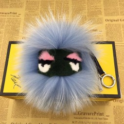 Luxus niedlichen kleinen Monster Gesicht niedlichen Schlüsselanhänger Mode flauschigen Fuchspelz Pom Pom Schlüsselanhänger Auto und für Frauen Umhängetasche Anhänger accesory