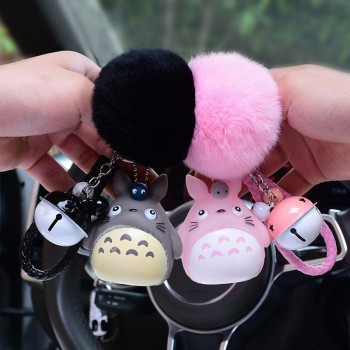 Cartoon Japan anime Konijnenbont Pom Pom Totoro leuke sleutelhangers Bont bal pompons Sleutelhanger Auto portemonnee Tas hanger sleutelhangers gift trinket