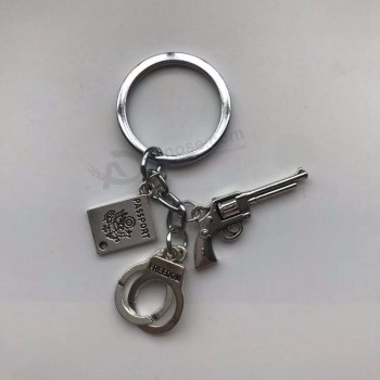 2019 새로운 경찰 카드 열쇠 고리 수갑 열쇠 펜던트 총 열쇠 고리 갱스터의 악몽 선물 정의
