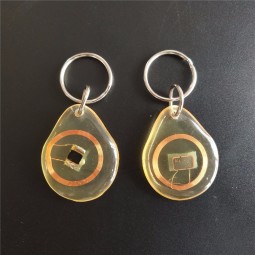 13,56 mhz MF 1K S50 fm11rf08 F08 NFC transparente Klebeflächen rfid Key Tag Schlüsselanhänger