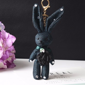custom key tags mini rabbit Key chain cloth keyring for women Bag charm Car pendant  Key ring