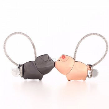 연인 여성 키 홀더 와이어 로프 열쇠 고리 선물 펜던트 chaveiro의 llaveros에 대한 MILESI 패션 귀여운 키스 돼지 커플 귀여운 열쇠 고리