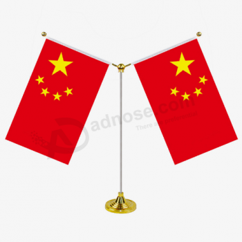 polyester material china country desk flag with pole