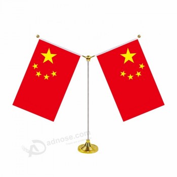bandeira de mesa de china de alta qualidade com mastro de liga de zinco