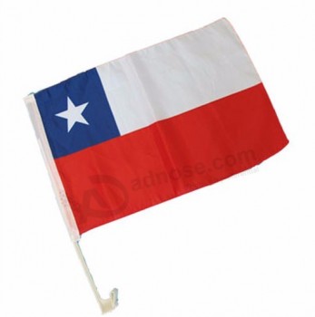 Bandiera NO Cile in poliestere per auto con asta in plastica