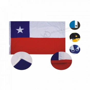 stock bandiera cile paese bandiera 3 * 5ft 210d nylon ricamato bandiera Cile