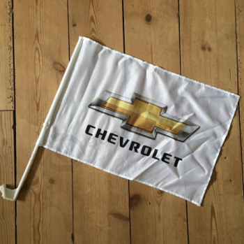 Custom printing knitted polyester Chevrolet car window advertising flag