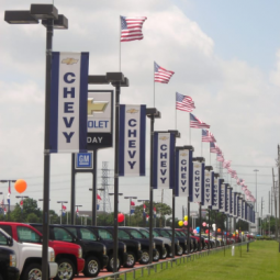 Auto tentoonstelling vlag buiten chevrolet paal banner