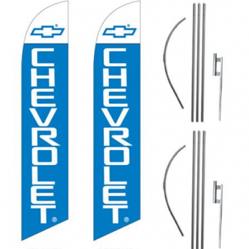 Custom Logo Flying Chevrolet Swooper Flag With Aluminium Pole
