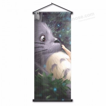 Japonês totoro dos desenhos animados cartaz anime tonari no totoro tapeçaria bandeira de rolagem bandeira para o dia das bruxas aniversário de natal 45x110 cm