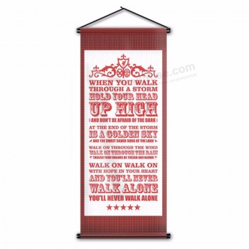 You'll never walk alone song quotes scroll banner indoor bedroom decor hanging wall flag for LFC soccer Fan gift 45x110cm