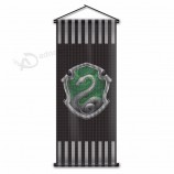 Custom Printing Gryffindor Slytherin Ravenclaw Hufflepuff Wall Flag Harri Potter Scroll Banner 45x110cm