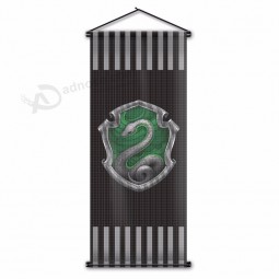 Custom Printing Gryffindor Slytherin Ravenclaw Hufflepuff Wall Flag Harri Potter Scroll Banner 45x110cm