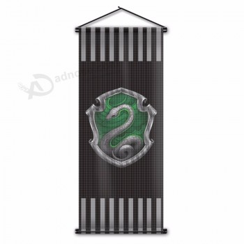 Impressão personalizada grifinória sonserina ravenclaw hufflepuff bandeira parede harri potter scroll banner 45x110 cm