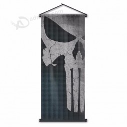 fertigen Sie Punisher-Schädelflaggensublimationsdruckpolyester-Wandrolle-Plakatfahne für Schlafzimmer 17.7x43.3inch kundenspezifisch an