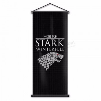 House Stark Winterfell Design Flag Home Decor Digital Printing Music Band Wall Scroll Polyester Banner 45x110cm