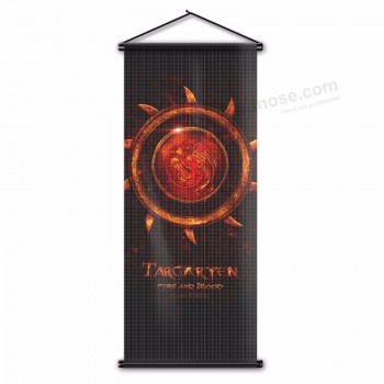 House Targaryen - Game of Thrones Flag Screen Printing Wall Banner Scroll Style Hanging Flag 17x43inch