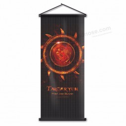 haus targaryen - spiel der throne flag siebdruck wand banner scroll stil hängen flagge 17x43 zoll