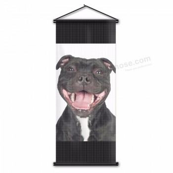 動物ペットブルドッグハウンド犬の部屋の装飾ウォールスクロールわんわん旗旗17.7x43.3インチあなたのペットの写真を印刷できます