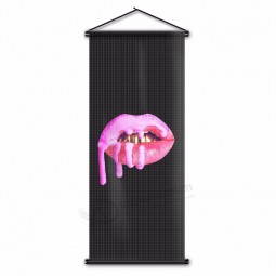 Impressão personalizada sexy mulheres lábios bandeira decoração do quarto pendurado cartaz rosa menina lábio banner de rolagem de parede 45x110 cm com logotipo