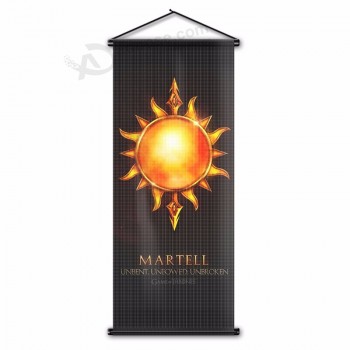 groothandel custom printing hoge kwaliteit muur banner scroll stijl opknoping vlag 17x43 inch met logo