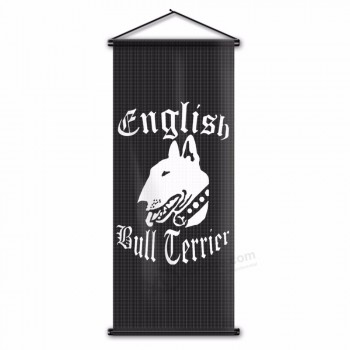 カスタムデザイン動物ブルドッグハウンド犬部屋の装飾壁スクロール犬ペットぶら下げ旗バナー17.7x43.3インチのロゴ