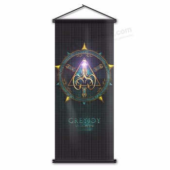 custom printing wall banner scroll style hanging flag 17x43inch with logo