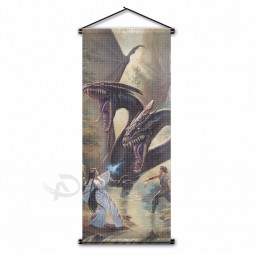 halloween weihnachten raumdekor mädchen VS teufel drachen stoff poster wandbehang scroll flag banner 45x110cm