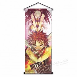 Membros da cauda de fada anime natsu traje da bandeira cinza impressão digital dos desenhos animados banner de rolagem de parede para o quarto 17.7x43.3 polegada