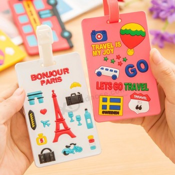 cute travel accessories PVC suitcase luggage Tag cartoon ID address holder baggage label silica Ge identifier travelpro luggage straps