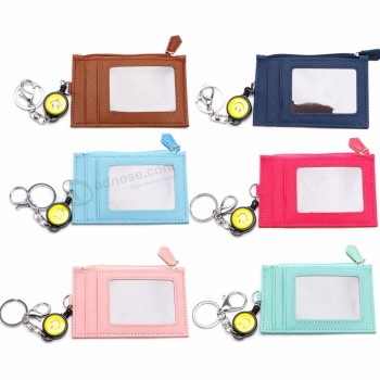 2019 New fashion business credit ID badge card holder coin purse retractable reel keychain gift
