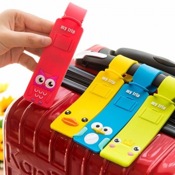 可爱的旅行行李箱标签带行李箱标签2019年卡通硅胶手提箱韩国风格名称ID地址标签行李牌