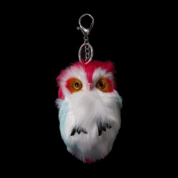 New Lovely Fluffy Owl personalised keyrings Artificial Rabbit Fur Ball Keychain Women Key Ring Bag Accesory