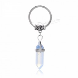 vintage natural stone personalised keyrings natural quartz stone pendant Key rings pink crystal Key chains fashion accessories