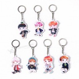 Moda bonito kpop BTS bangtan meninos barato-chaveiros RAP monstro JIM suga acrílico dos desenhos animados chaveiro chaveiro pingente Homens mulheres presentes