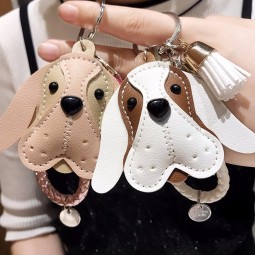 mooie schattige hond dier gepersonaliseerde sleutelhangers PU lederen trinket gevlochten touw handgemaakte sleutelhanger auto sleutelhanger tas hanger charmes sleutelhanger