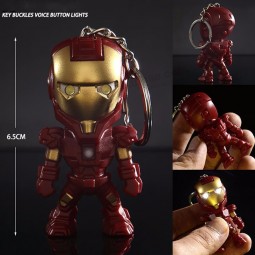 Homem de ferro clássico pingente chaveiros personalizados A aliança vingadores LED keychain mini figura de ação PVC com chaveiro leve e som zkam