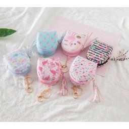 Venta caliente flamingo bolsa en forma de llavero monedero cremallera pequeña billetera llavero bolso bolso colgante joyería