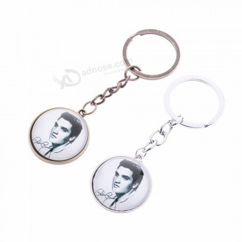 Großhandel benutzerdefinierte hochwertige personalisierte Schlüsselanhänger Elvis Presley Anhänger der König der Rock Art Schmuck Schlüsselanhänger Geschenk