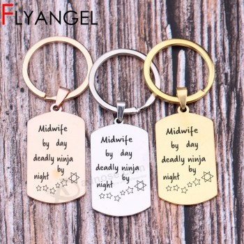 Lettering Key Chains Engraved Midwife By Day Deadly Ninja By Night Keyring  Gift To Midwife Keys Holder Jewelry Bag Charm Keytag