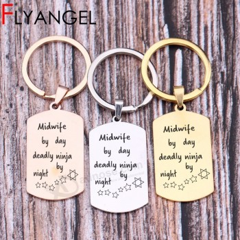 belettering sleutelhangers gegraveerd verloskundige By Day dodelijke ninja By night sleutelhanger cadeau aan verloskundige sleutels houder sieraden tas charme keytag