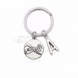 Custom keychain Silver Color Pinky Promise Pendant Key Chains Simple Letter Name Key Ring for Friends Birthday Gifts
