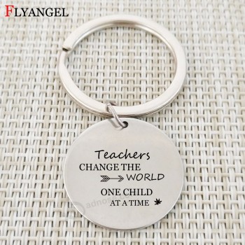 charm engraved teachers change the world personalized keychains appreciation gift for Men women teacher's Day keyring jewelry Key chain