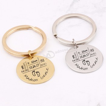 Weight Date And Time Customized Key Chains First Fathers Day New Mommy Gifts Keyring Jewerly Keys Holder Key Tag Newborn key tag