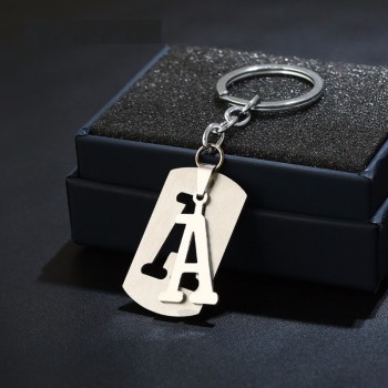 customized 26 A-Z initials stainless steel keychain Dog Tag alphabet keyring For women Men boyfriend trendy punk gifts jewelry
