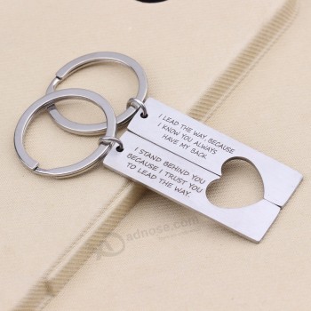 wholesale custom personalized keychains half heart pendant Key ring for couples lover gift