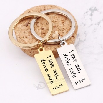 name initial customized engraved I love You drive safe Key chains gifts For couples lover's parents family personalised keyrings keytag driver