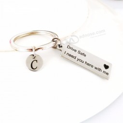 creative customized A-Z 26 initials drive safe I need you here with me Key chain couples friends gift personalised keyrings keychain jewelry