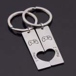 Personalized Couples Heart personalized keychains Set Player 1 Player 2 Lovely Game Player Engraved Keyring Gift for Him ,Her